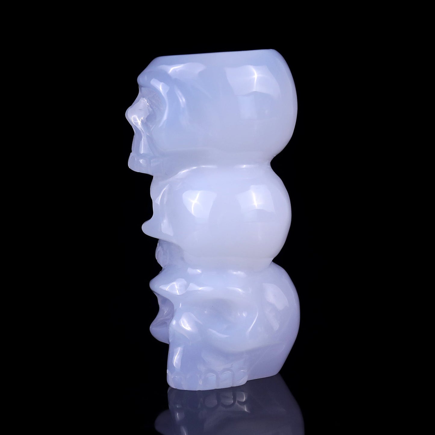 Nicedony 3.1" Blue Chalcedony Hand Carved Crystal Skulls Sculpture - View 7