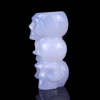Nicedony 3.1" Blue Chalcedony Hand Carved Crystal Skulls Sculpture - View 7