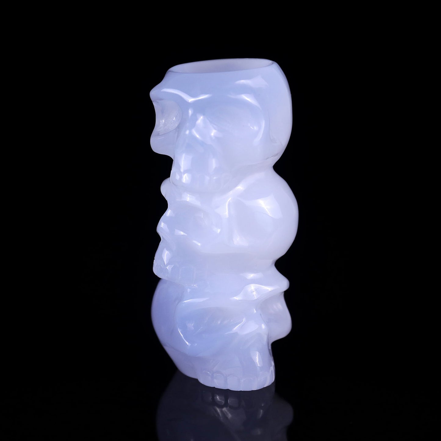 Nicedony 3.1" Blue Chalcedony Hand Carved Crystal Skulls Sculpture
