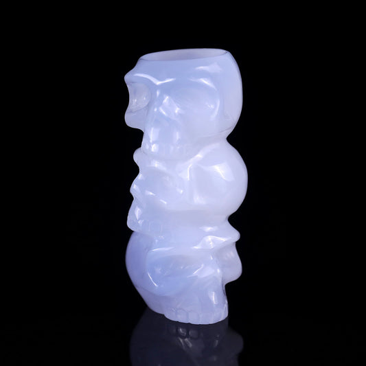 Nicedony 3.1" Blue Chalcedony Hand Carved Crystal Skulls Sculpture