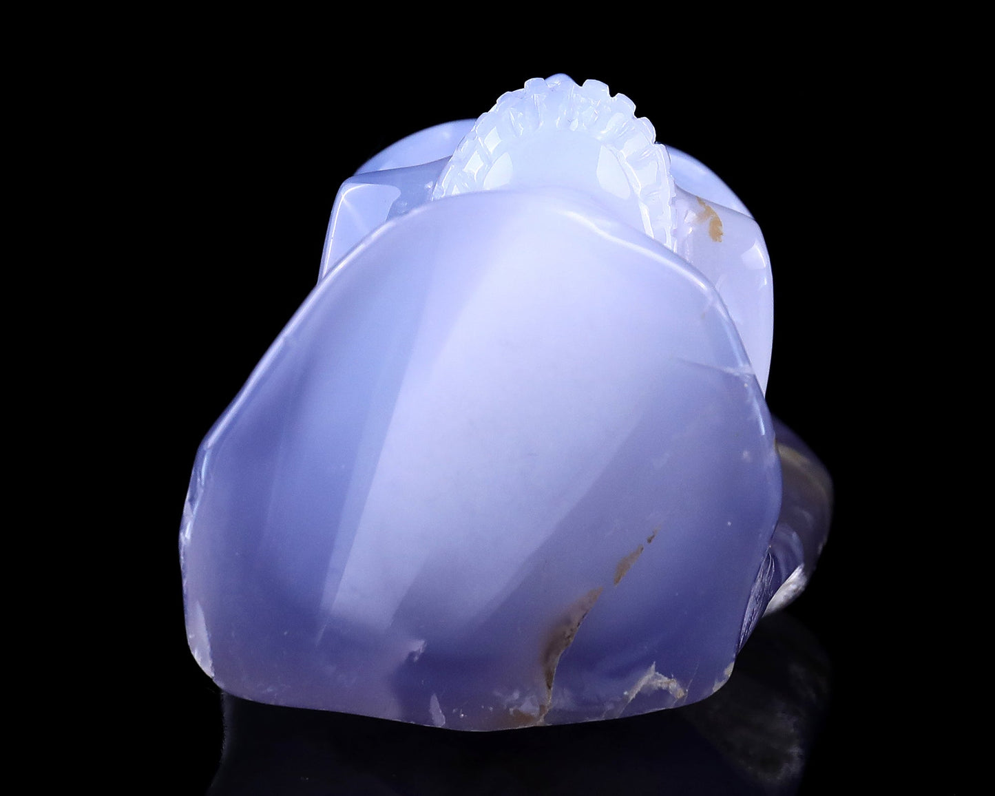 Nicedony 3.1" Blue Chalcedony Hand Carved Skull Sculpture - View 6