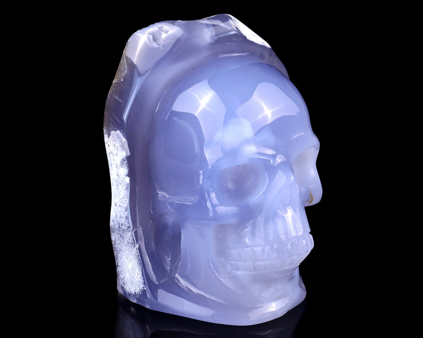 Nicedony 3.1" Blue Chalcedony Hand Carved Skull Sculpture