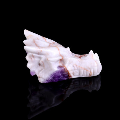 Nicedony 3.1" Dream Amethyst Hand Carved Dragon Skull Sculpture - View 20
