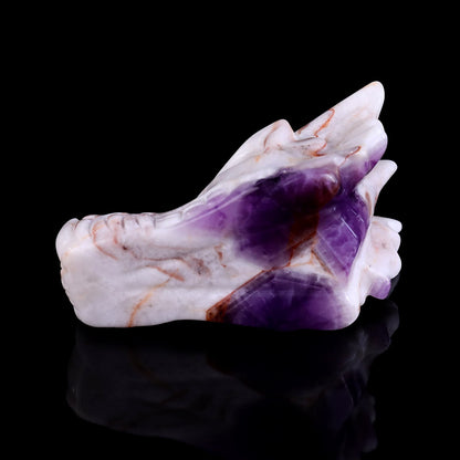 Nicedony 3.1" Dream Amethyst Hand Carved Dragon Skull Sculpture - View 22