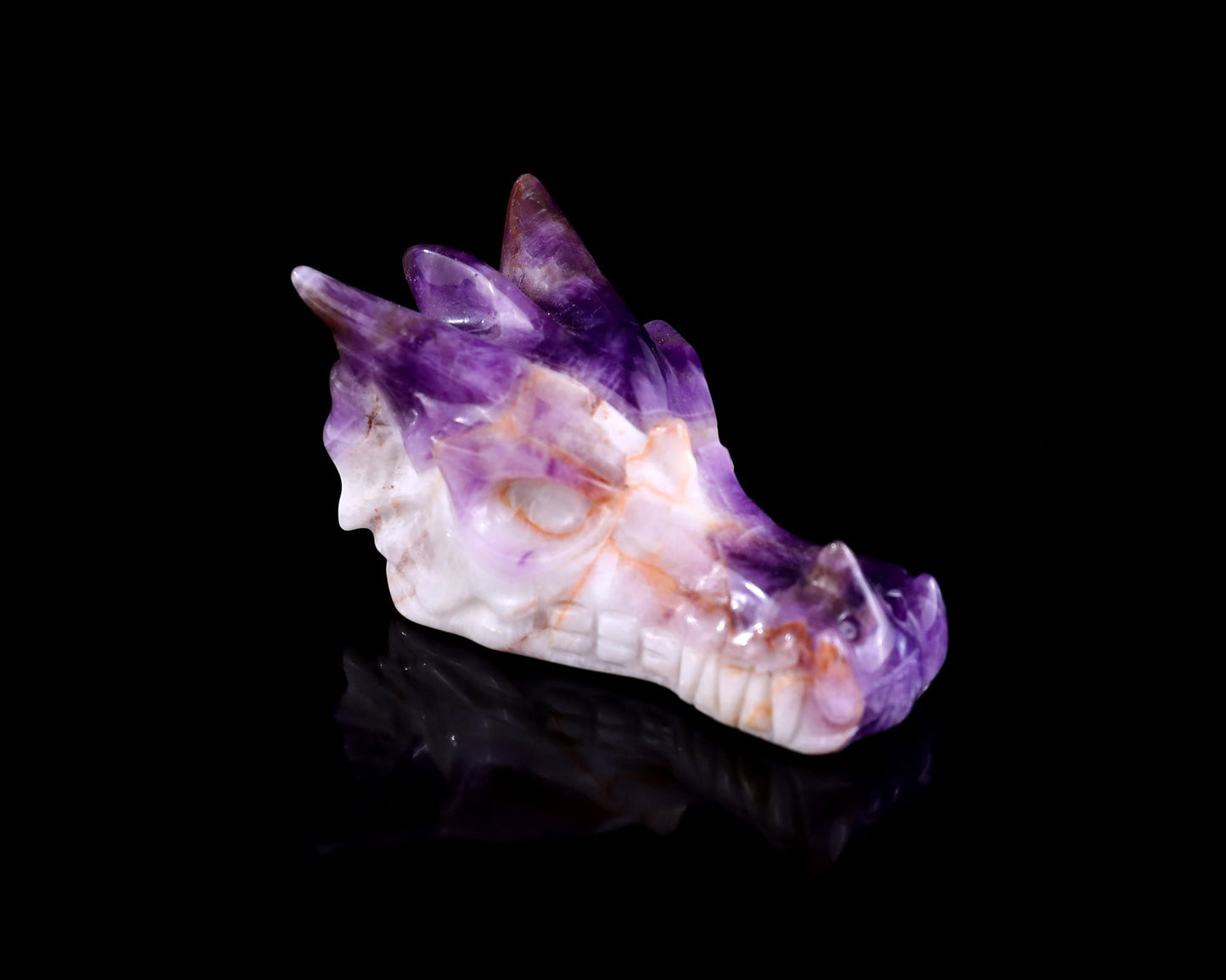 Nicedony 3.1" Dream Amethyst Hand Carved Dragon Skull Sculpture - #3100152