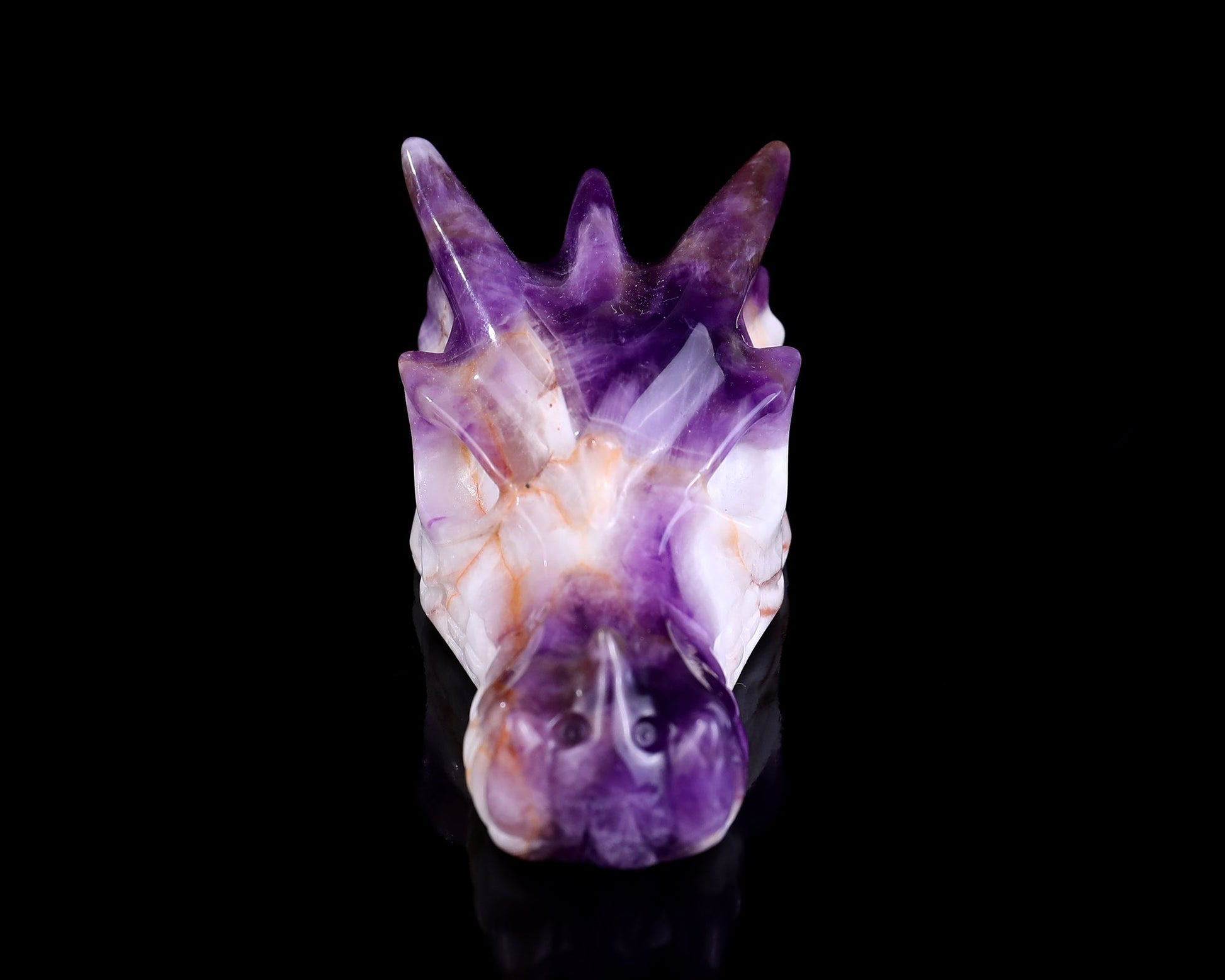 Nicedony 3.1" Dream Amethyst Hand Carved Dragon Skull Sculpture - #2100295