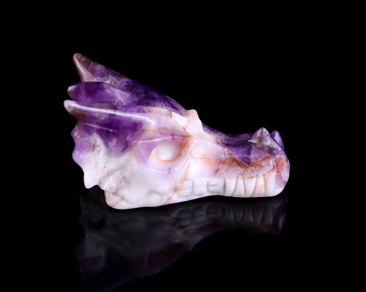 Nicedony 3.1" Dream Amethyst Hand Carved Dragon Skull Sculpture - #2100304