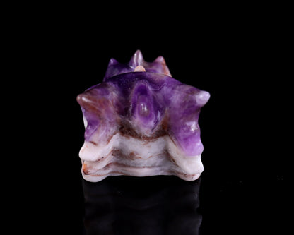 Nicedony 3.1" Dream Amethyst Hand Carved Dragon Skull Sculpture - View 5