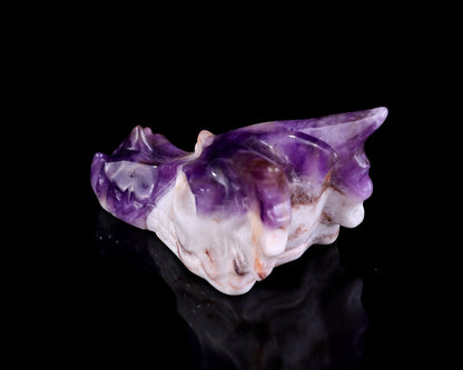 Nicedony 3.1" Dream Amethyst Hand Carved Dragon Skull Sculpture - View 6