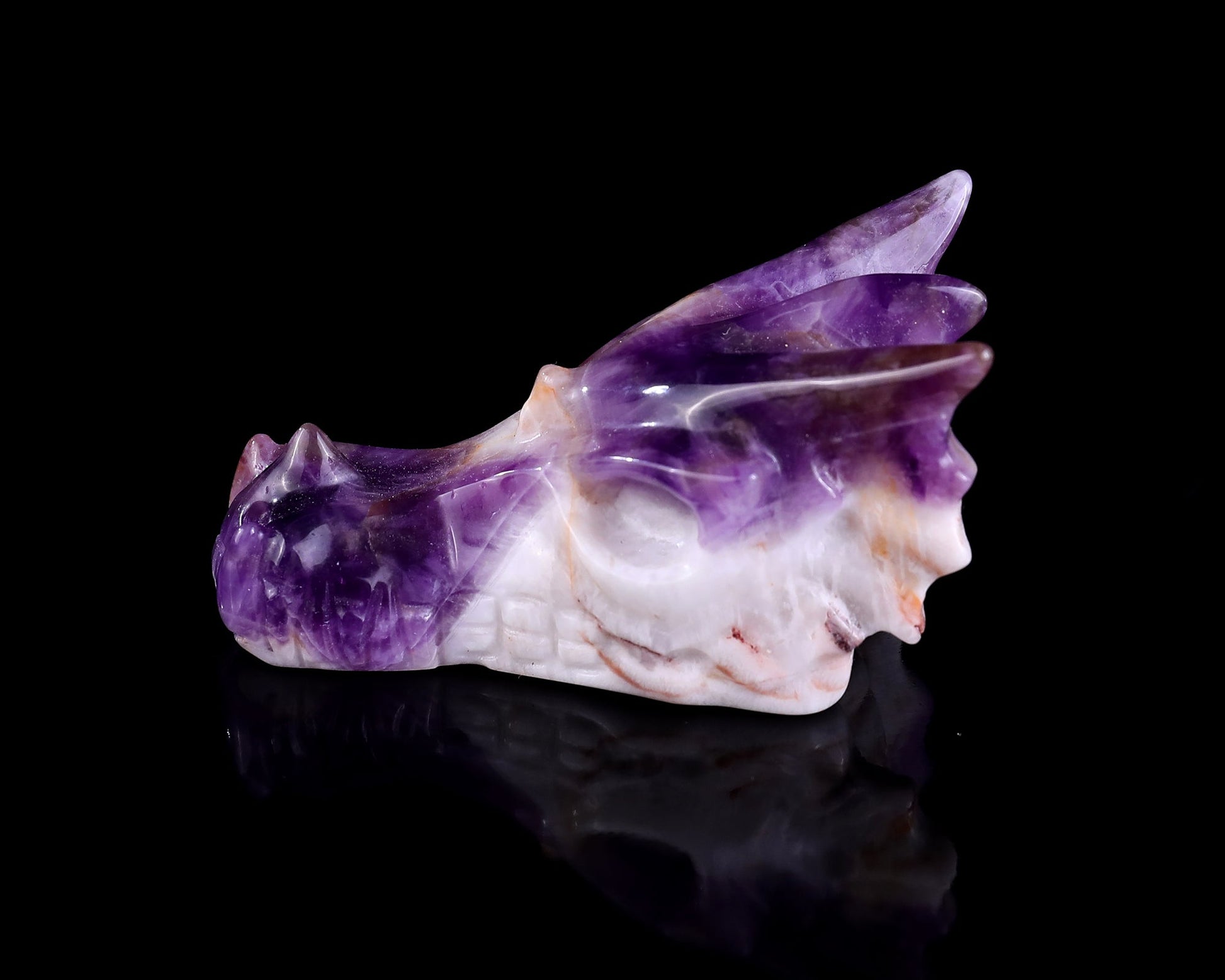 Nicedony 3.1" Dream Amethyst Hand Carved Dragon Skull Sculpture - View 7
