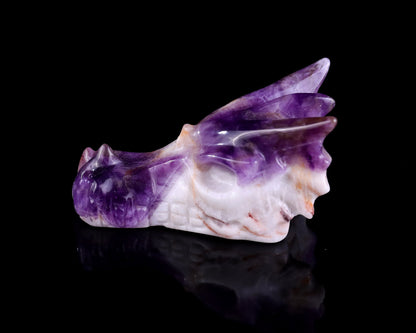 Nicedony 3.1" Dream Amethyst Hand Carved Dragon Skull Sculpture - View 7
