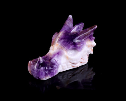 Nicedony 3.1" Dream Amethyst Hand Carved Dragon Skull Sculpture - View 8
