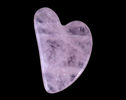 Nicedony 3.1" Gemstone Hand Carved Crystal Guasha Tool,Massage Tool - Rose Quartz