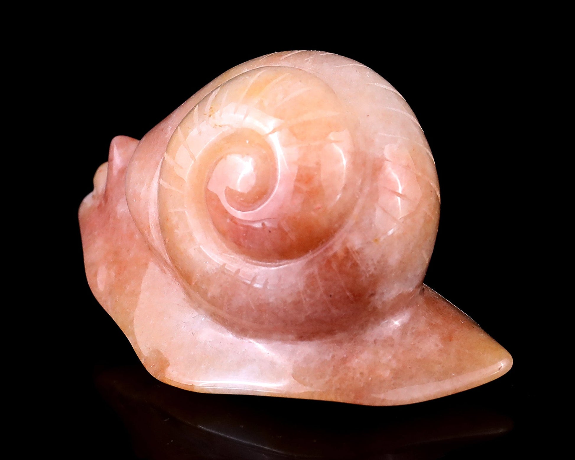 Nicedony 3.1" Gold Silk Jade Hand Carved Crystal Snail Sculpture - View 7