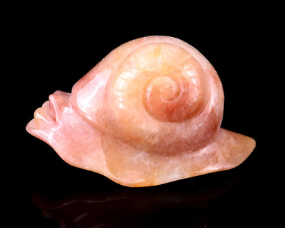 Nicedony 3.1" Gold Silk Jade Hand Carved Crystal Snail Sculpture - View 8