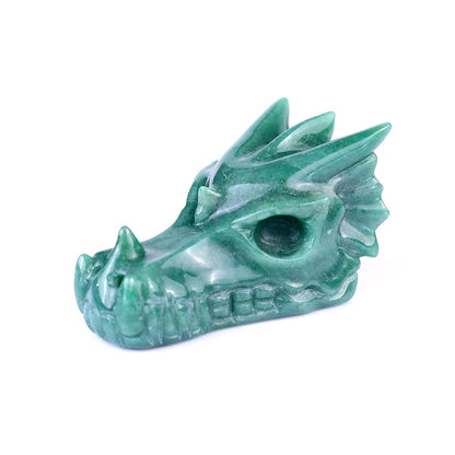 Nicedony 3.1" Green Aventurine Hand Carved Dragon Skull Sculpture - View 7