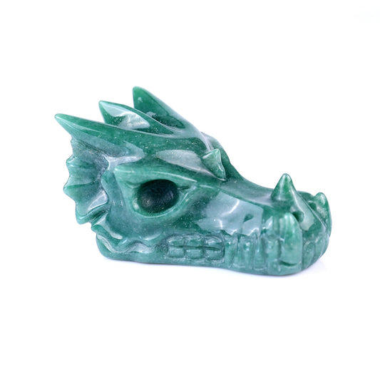 Nicedony 3.1" Green Aventurine Hand Carved Dragon Skull Sculpture