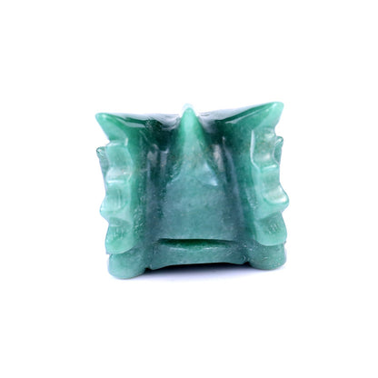 Nicedony 3.1" Green Aventurine Hand Carved Dragon Skull Sculpture - View 5