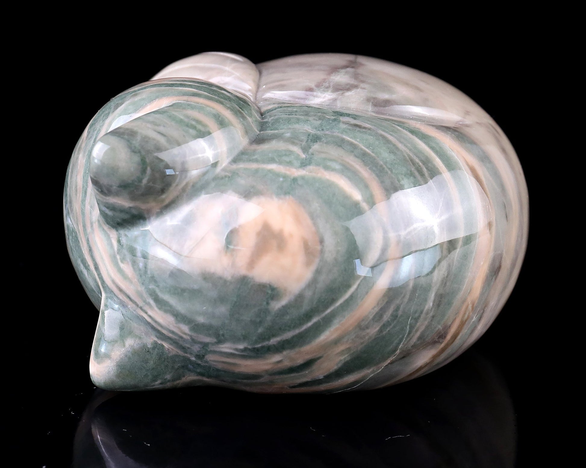 Nicedony 3.1" Jiulong Jade Hand Carved Crystal Cat Sculpture - View 6