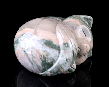 Nicedony 3.1" Jiulong Jade Hand Carved Crystal Cat Sculpture - View 3