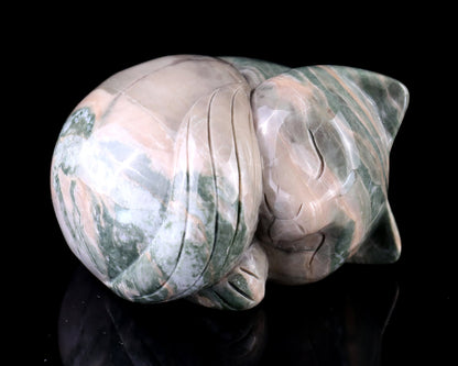 Nicedony 3.1" Jiulong Jade Hand Carved Crystal Cat Sculpture - View 2
