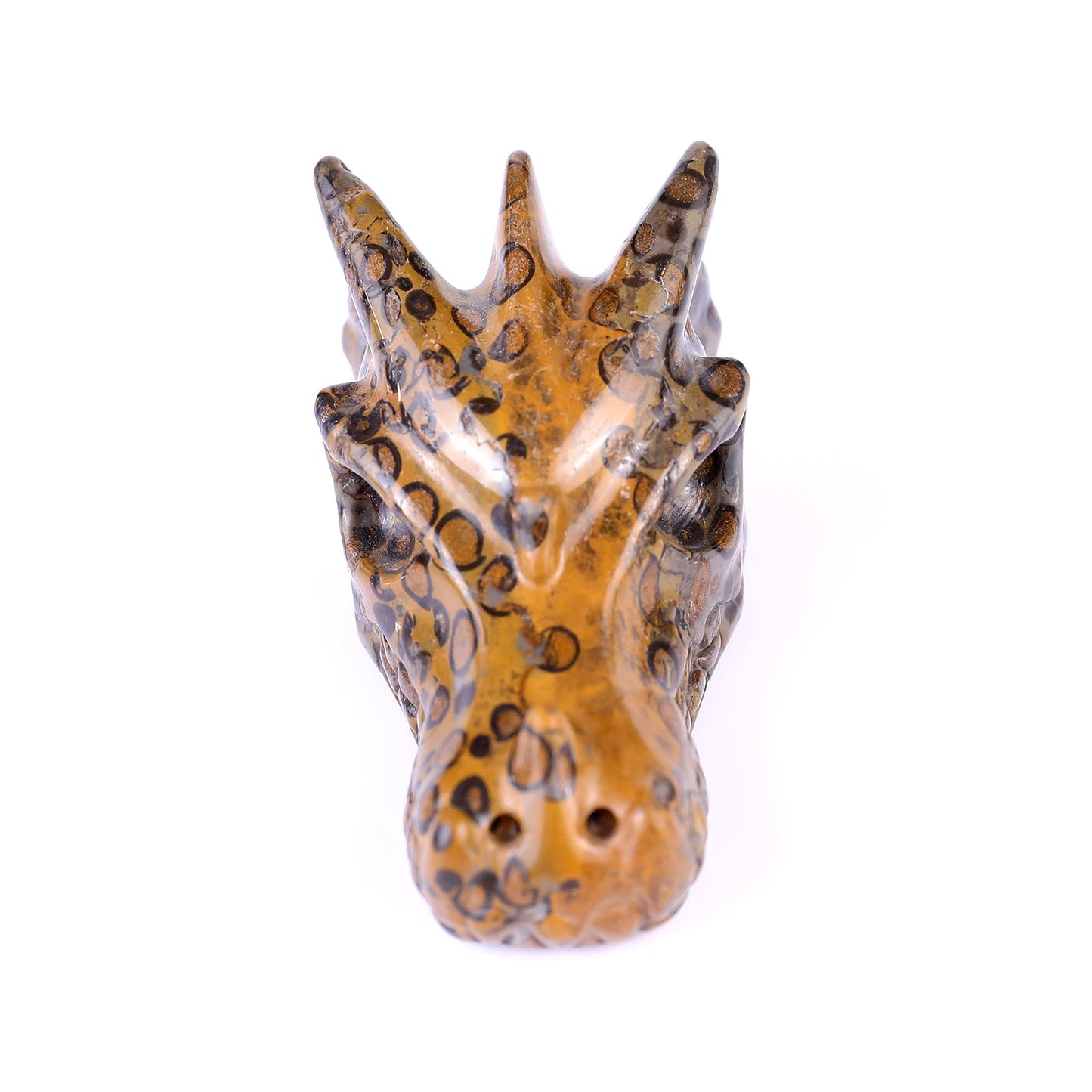 Nicedony 3.1" Leopard Skin Jasper Hand Carved Dragon Skull Sculpture - View 9