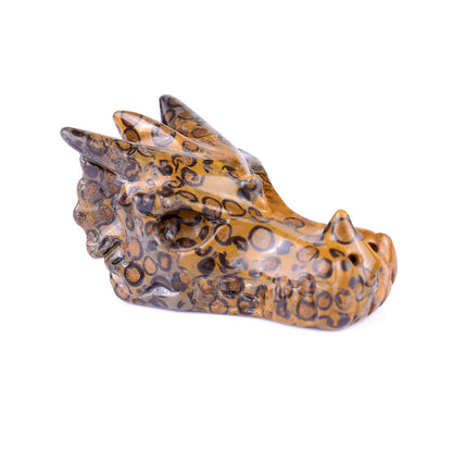 Nicedony 3.1" Leopard Skin Jasper Hand Carved Dragon Skull Sculpture - View 8