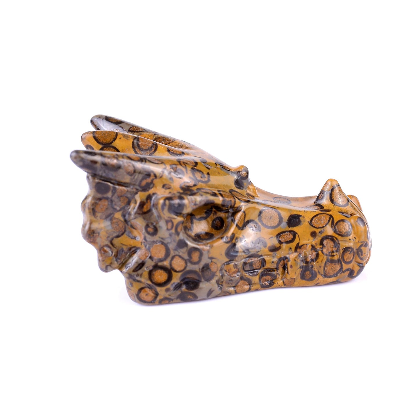 Nicedony 3.1" Leopard Skin Jasper Hand Carved Dragon Skull Sculpture - View 10