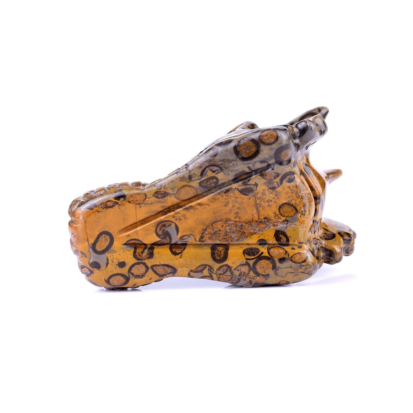 Nicedony 3.1" Leopard Skin Jasper Hand Carved Dragon Skull Sculpture - View 13