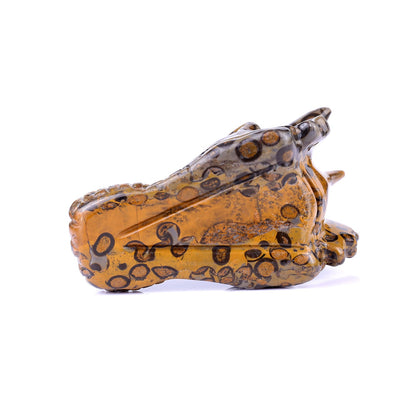 Nicedony 3.1" Leopard Skin Jasper Hand Carved Dragon Skull Sculpture - View 13