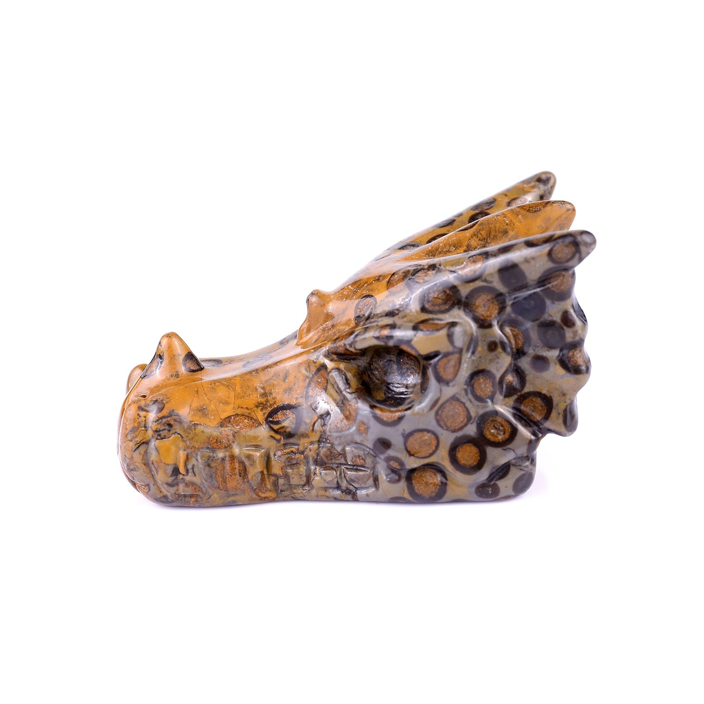 Nicedony 3.1" Leopard Skin Jasper Hand Carved Dragon Skull Sculpture - View 11