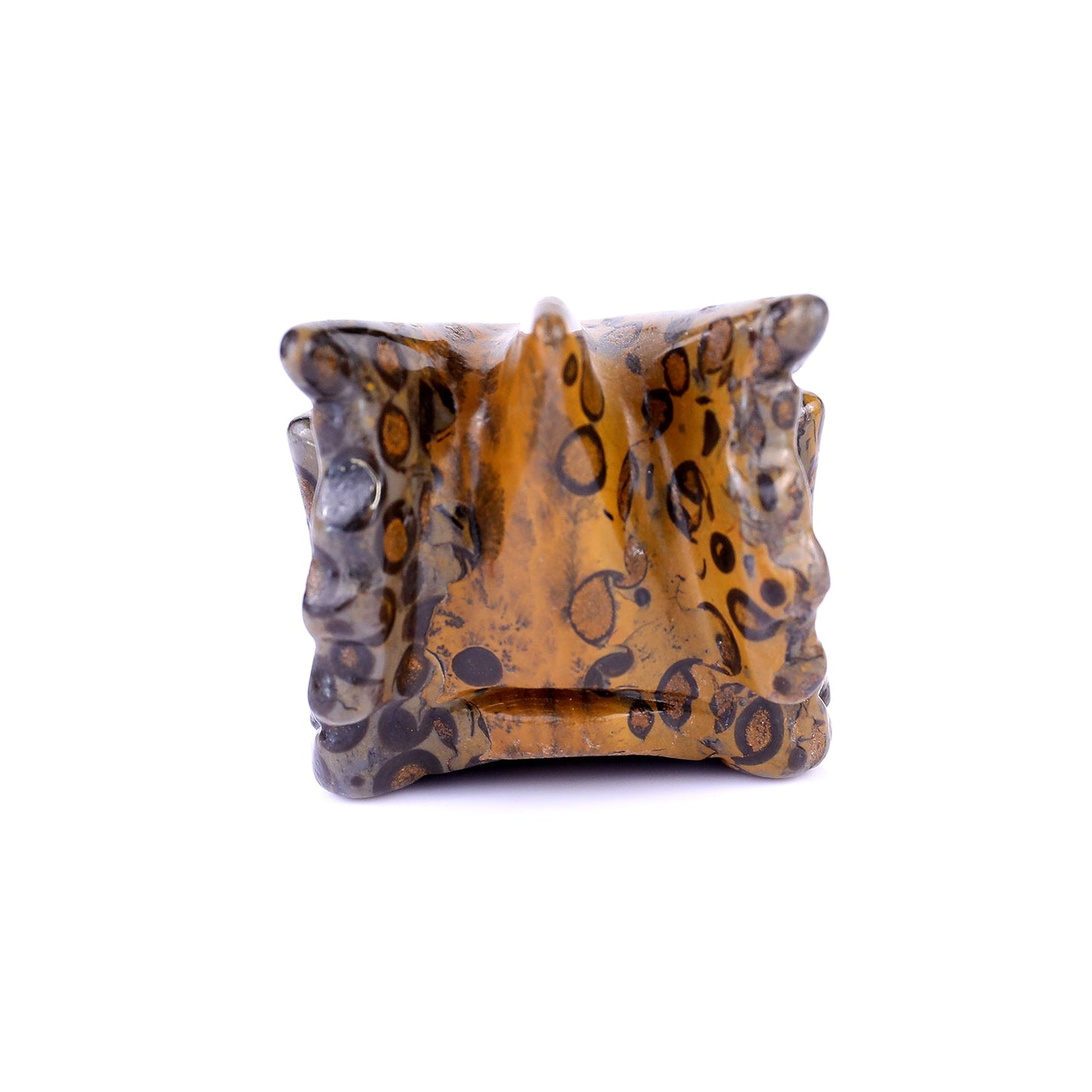 Nicedony 3.1" Leopard Skin Jasper Hand Carved Dragon Skull Sculpture - View 12