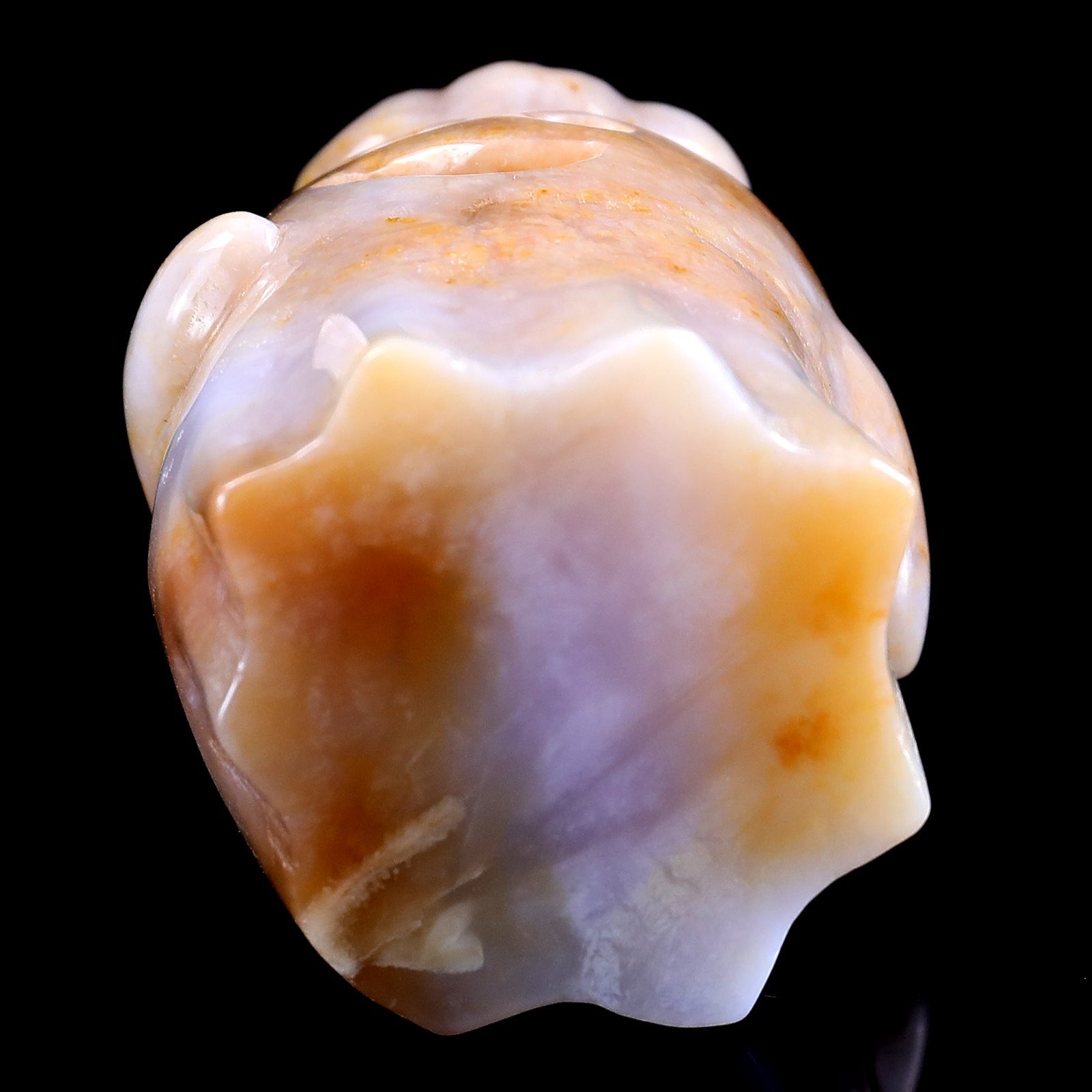 Nicedony 3.1” Natural Chalcedony Hand Carved Crystal Pumpkin Ghost Sculpture, Halloween Gift - View 6