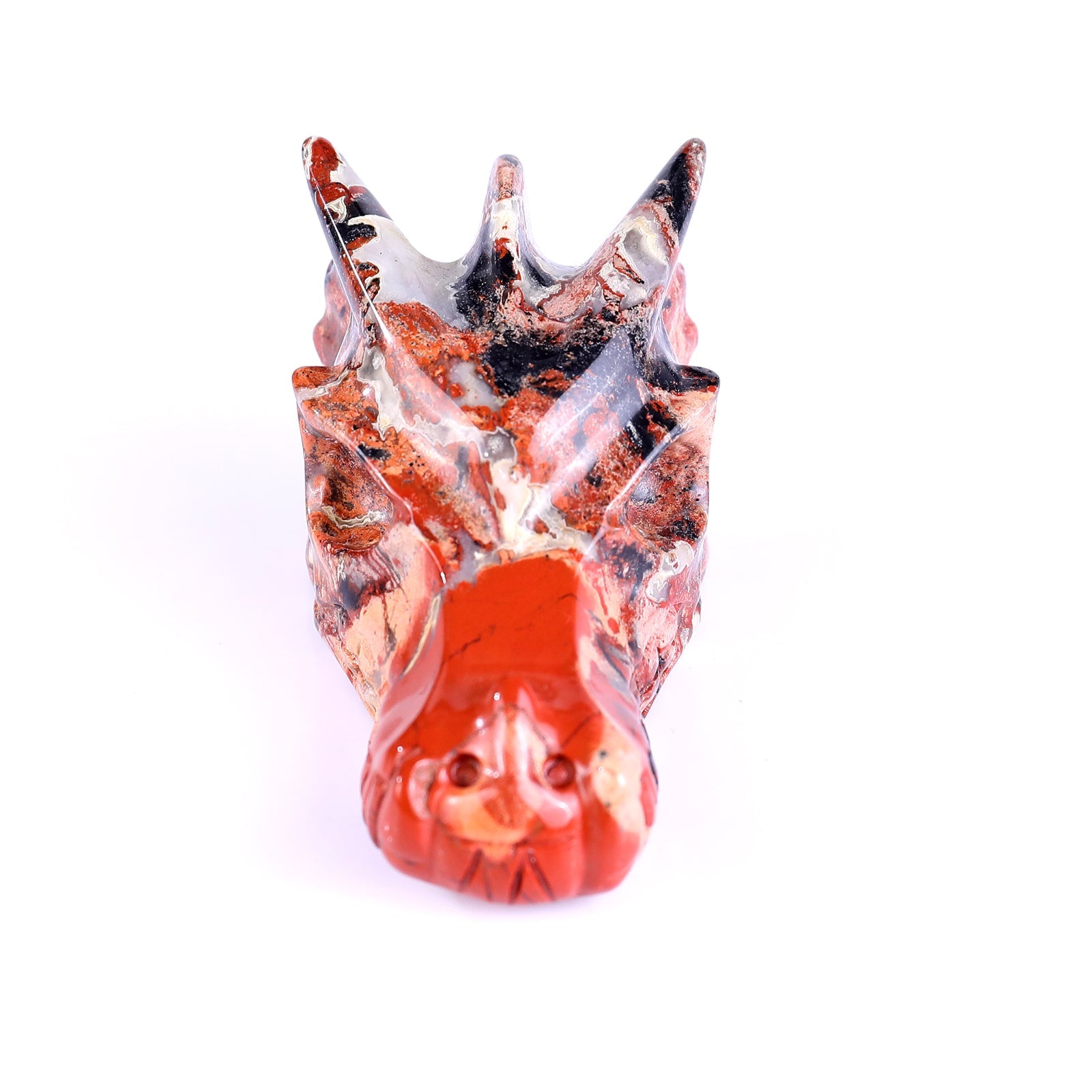 Nicedony 3.1" Red Jasper Hand Carved Crystal Dragon Skull Sculpture - #2100296