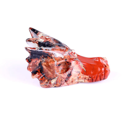 Nicedony 3.1" Red Jasper Hand Carved Crystal Dragon Skull Sculpture - View 3