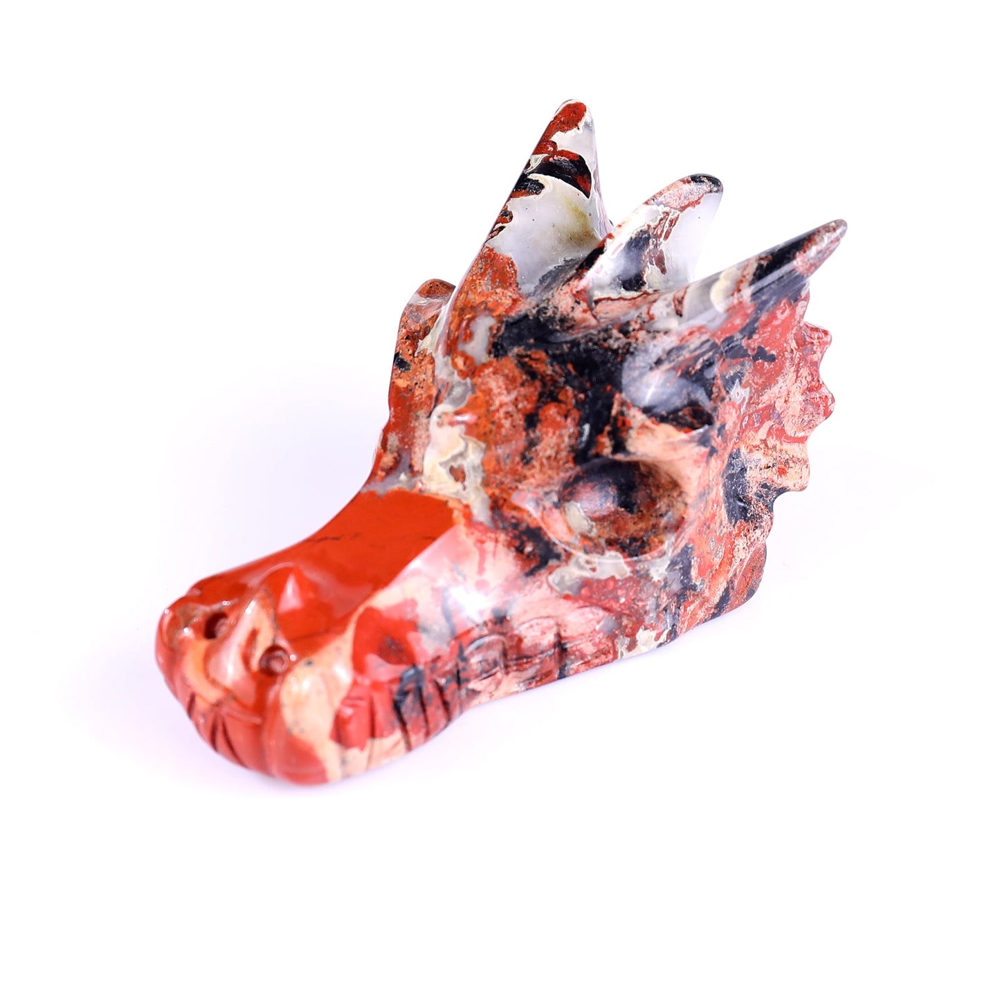 Nicedony 3.1" Red Jasper Hand Carved Crystal Dragon Skull Sculpture - View 9