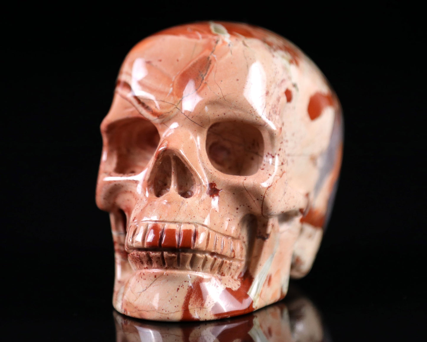 Nicedony 3.1" Red Jasper Hand Carved Realistic Skull Sculpture - View 4