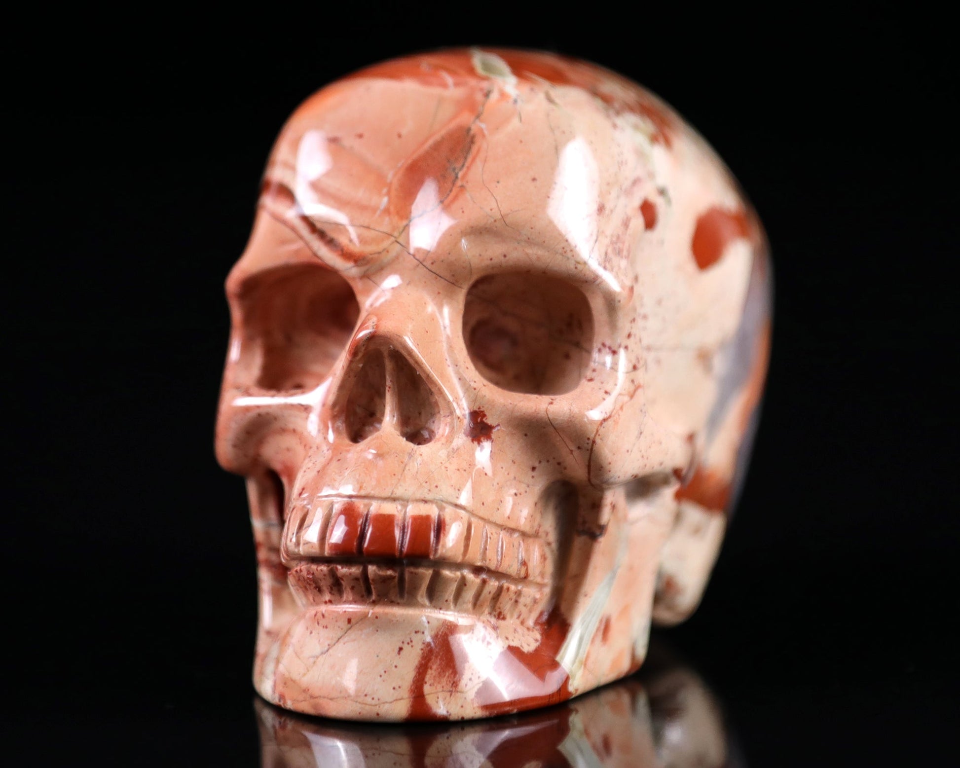 Nicedony 3.1" Red Jasper Hand Carved Realistic Skull Sculpture - View 4