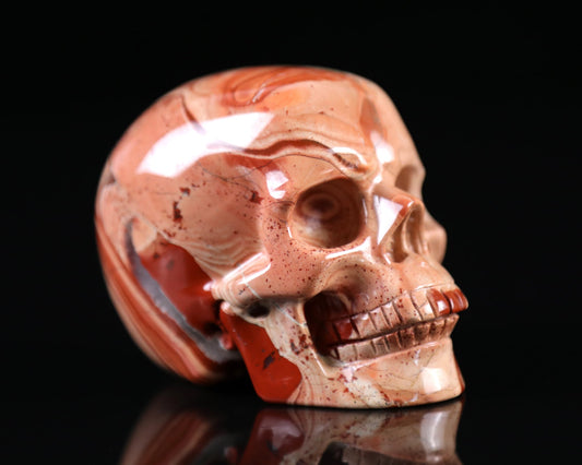 Nicedony 3.1" Red Jasper Hand Carved Realistic Skull Sculpture