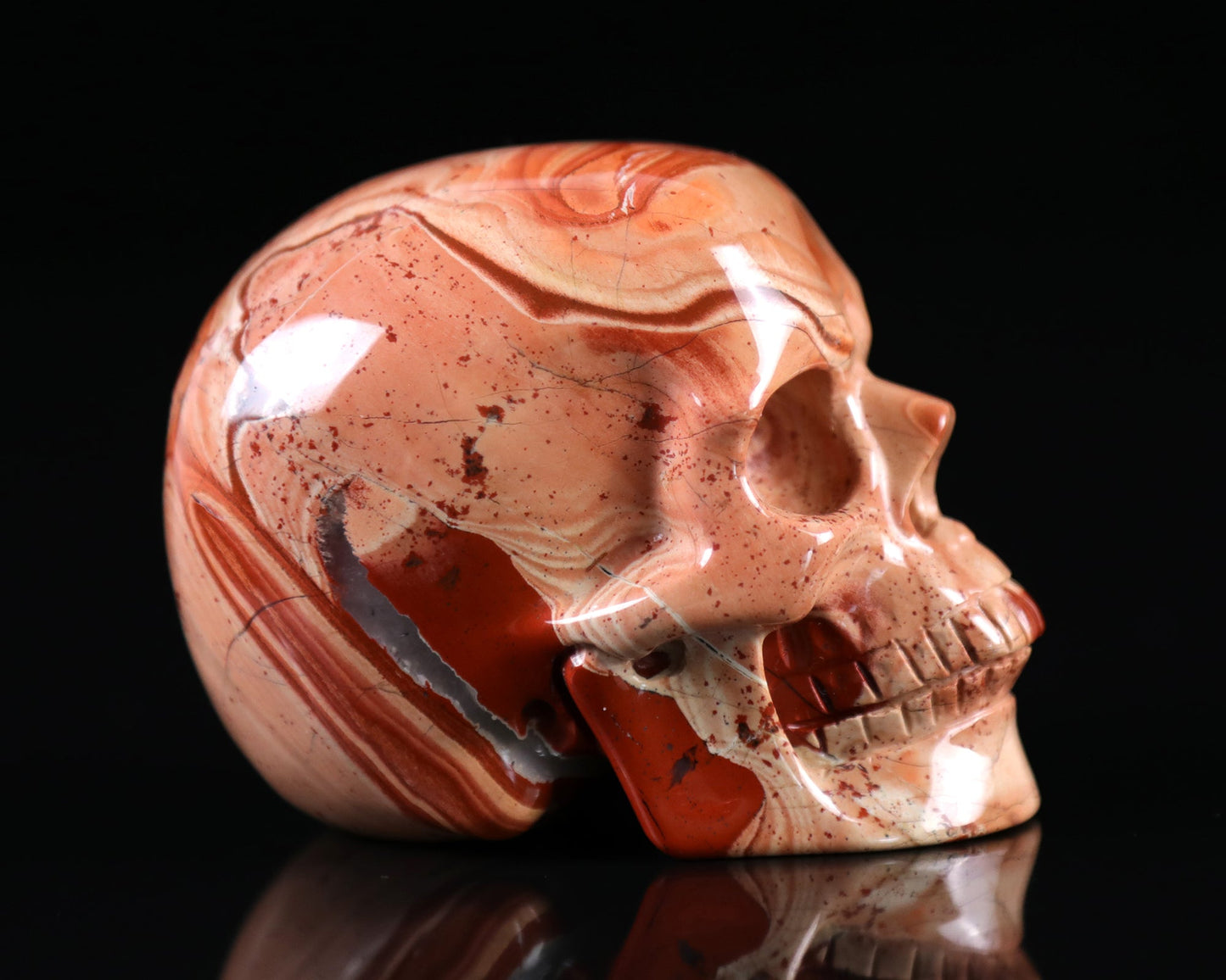 Nicedony 3.1" Red Jasper Hand Carved Realistic Skull Sculpture - View 8
