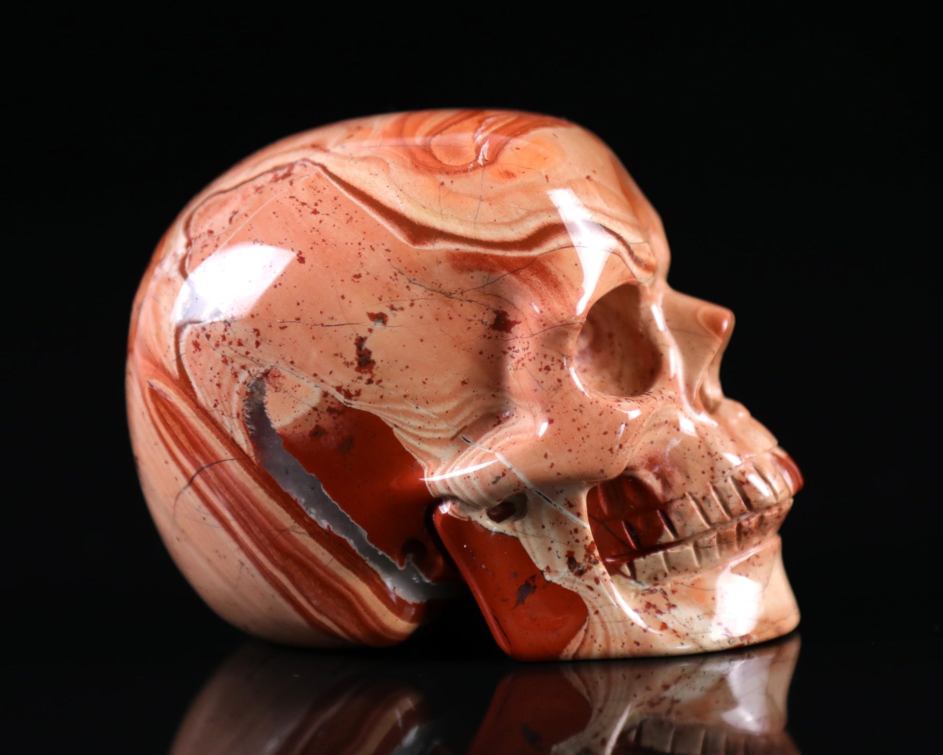 Nicedony 3.1" Red Jasper Hand Carved Realistic Skull Sculpture - View 8