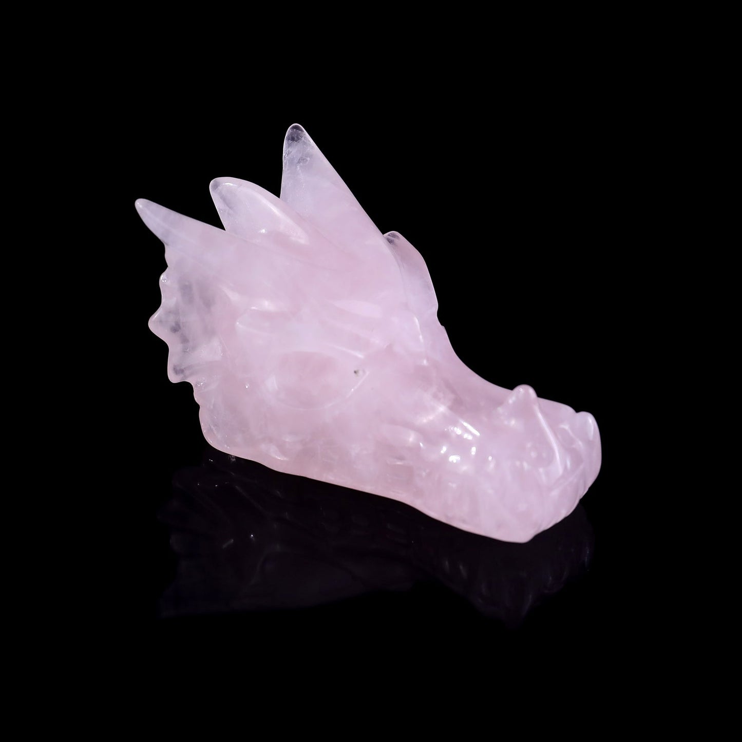 Nicedony 3.1" Rose Quartz Hand Carved Crystal Dragon Skull Sculpture - View 10