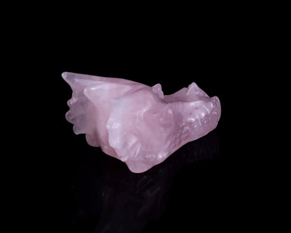Nicedony 3.1" Rose Quartz Hand Carved Crystal Dragon Skull Sculpture - View 4