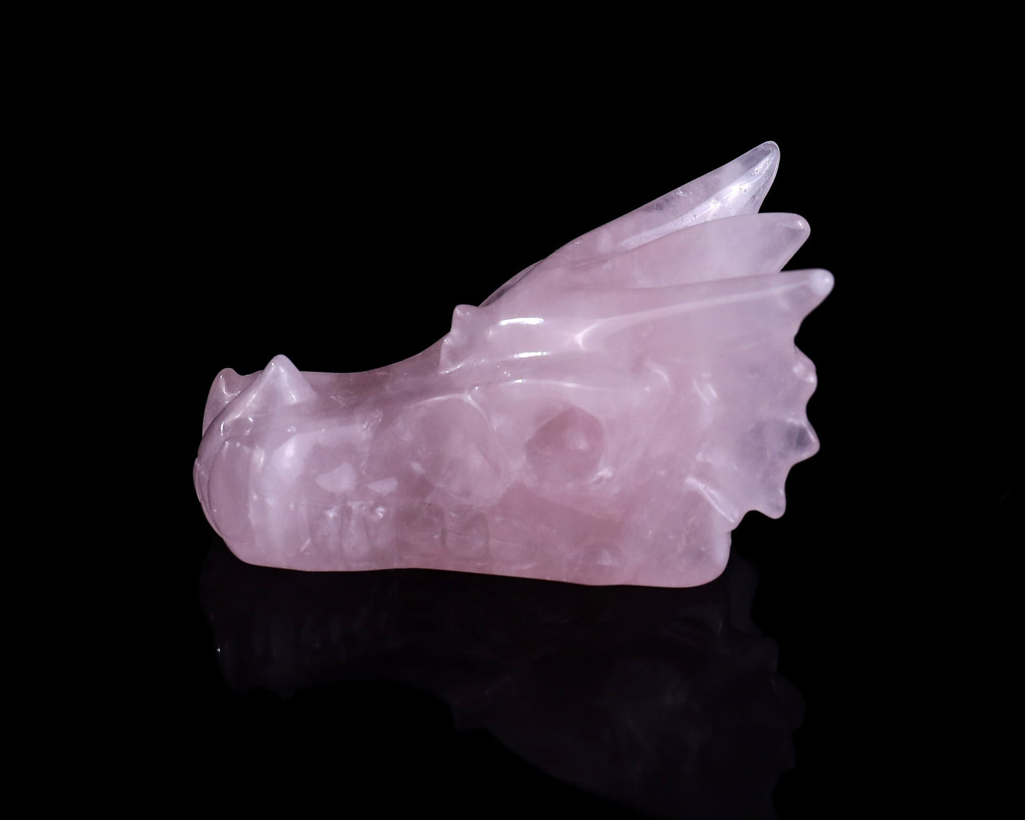 Nicedony 3.1" Rose Quartz Hand Carved Crystal Dragon Skull Sculpture - View 7