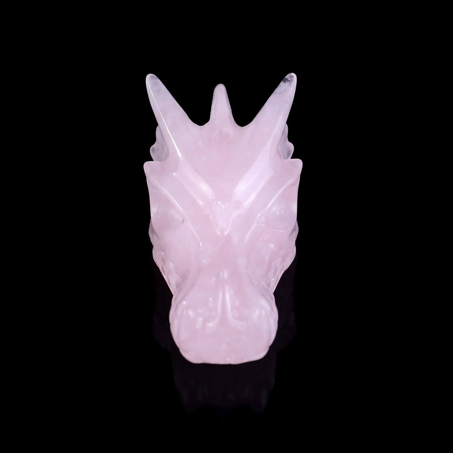 Nicedony 3.1" Rose Quartz Hand Carved Crystal Dragon Skull Sculpture - View 11