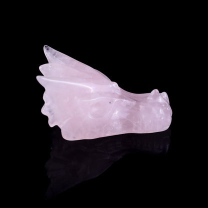 Nicedony 3.1" Rose Quartz Hand Carved Crystal Dragon Skull Sculpture - View 12