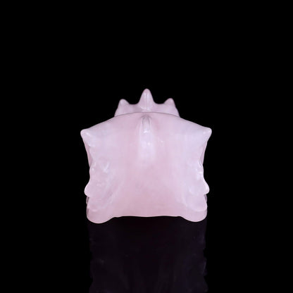 Nicedony 3.1" Rose Quartz Hand Carved Crystal Dragon Skull Sculpture - View 13