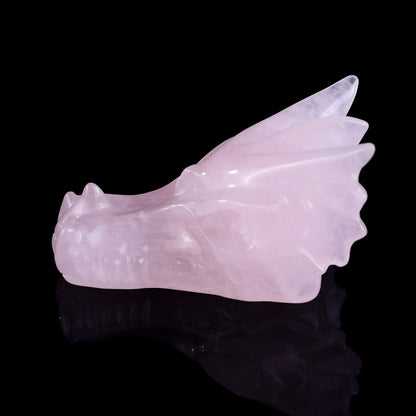 Nicedony 3.1" Rose Quartz Hand Carved Crystal Dragon Skull Sculpture - View 14