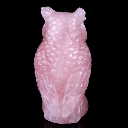Nicedony 3.1" Rose Quartz Hand Carved Crystal Owl Sculpture - View 5