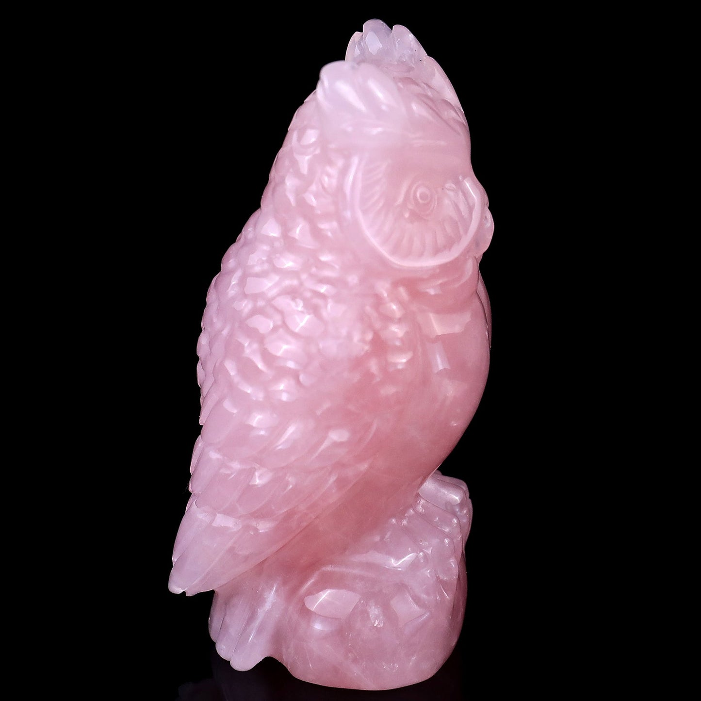Nicedony 3.1" Rose Quartz Hand Carved Crystal Owl Sculpture - View 3